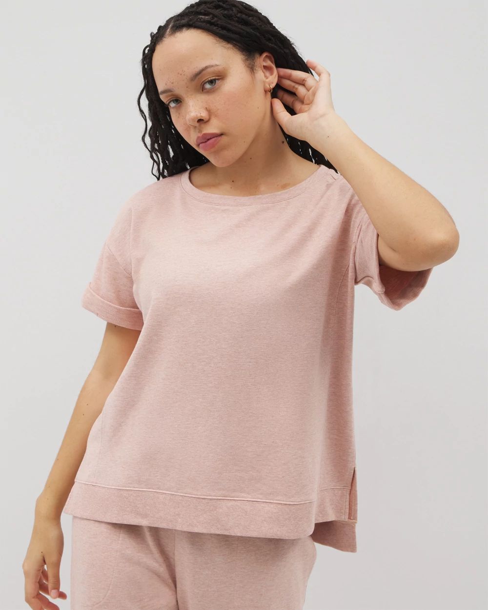 売れ筋商品|||スタイルアンドコー カットソー トップス レディース Women's Printed Mixed-Media Short-Sleeve Top, Exclusively at Macy's Peach Combo スタイルアンドコー レディース カットソー トップス Women´s